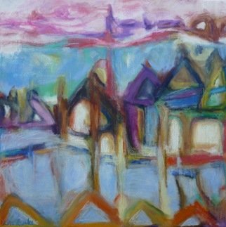 Lisa Reinke; Abstract View Of Singapor..., 2010, Original Pastel Oil, 18 x 18 inches. 