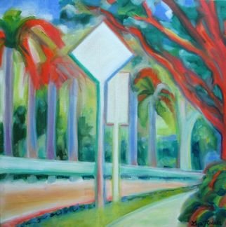 Lisa Reinke; Signs, 2008, Original Painting Oil, 18 x 18 inches. Artwork description: 241  Part of my 20/ 20 series as I explore and document my experiences in Singapore. ...