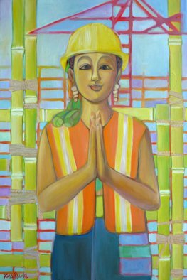 Lisa Reinke; Under Construction, 2010, Original Painting Oil, 24 x 36 inches. 