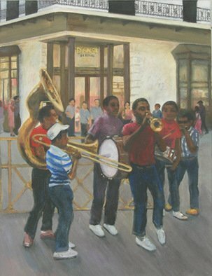 Lorrie Williamson, 'New Orleans 1985', 2006, original Painting Acrylic, 16 x 20  x 1 cm. Artwork description: 1911  A New Orleans street scene with a local band playing that jazz - - in the good old days. ...