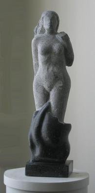 Lou Lalli; Birth Of Venus, 2004, Original Sculpture Stone, 5 x 21 inches. Artwork description: 241 This piece is executed in Champlaign Black Marble. The black stone contains small White fossils the are evident in the polished lower portion....