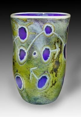 Lawrence Tuber; Network Vessel, 2003, Original Glass Blown, 7 x 14 inches. Artwork description: 241 Blown, Hand Carved & Re- Blown Glass...