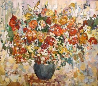 Lubov Meshulam Lemkovitch; Flower Abstract, 2005, Original Painting Oil, 80 x 70 cm. 