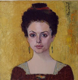 Lubov Meshulam Lemkovitch; Rackel, 2007, Original Painting Oil, 50 x 50 cm. Artwork description: 241  Portrait of a young woman. ...