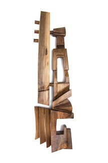 Blazej Siplak; Head N 14, 2017, Original Sculpture Wood, 29 x 128 cm. Artwork description: 241 wood, head, walnut, abstract...