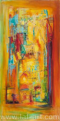 Lyn Walters; Surrounded 2, 2014, Original Painting Acrylic, 50 x 100 cm. Artwork description: 241    acrylic architectural urban landscape using bright saturated colour glazes            ...