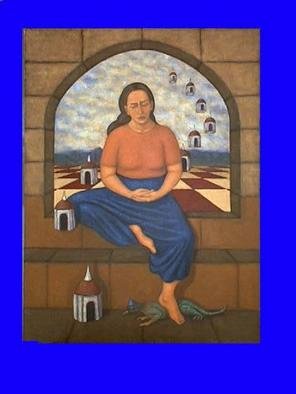 Lynette Vought; The Unbeliever, 2004, Original Painting Acrylic, 30 x 40 inches. Artwork description: 241 A woman steps on a demon as she meditates in a temple....