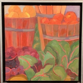 Lynne Friedman; Apple And Farmers Market, 2021, Original Painting Oil, 12 x 12 inches. Artwork description: 241 End of a season and love the produce displayed at the Farmers Market...