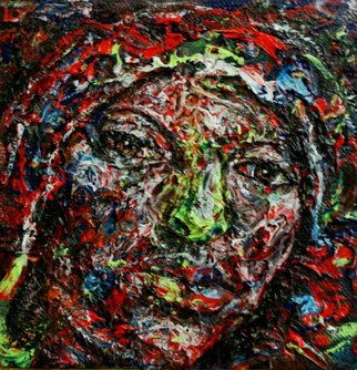 Edward Ofosu; A Peace Of No Mind, 2010, Original Painting Acrylic, 16 x 16 cm. Artwork description: 241           painting, portrait, person, figurative          ...