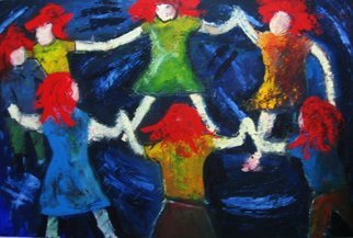 Marcia Pinho; Dance Round, 2005, Original Painting Oil, 80 x 90 cm. Artwork description: 241   Private collector in USA   Expressionism, figurative, painting, acrylic and ink, canvas                                            ...