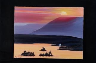 Maren Tober; American Landscape Lake W..., 2003, Original Painting Oil, 24 x 18 inches. Artwork description: 241   landscape, sky, seascape, sunscape, maren tober, paintings, original artwork  ...