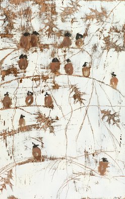 Maria Parenteau; Winter Sparrows, 2008, Original Painting Acrylic, 26 x 41 inches. 