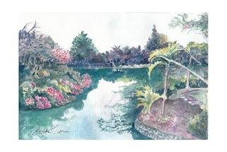 Carolyn Alston Thomas; Vietnam Landscape, 2013, Original Printmaking Giclee - Open Edition, 7 x 10 inches. Artwork description: 241    This is a watercolor. I have family in Vietnam. This is from a photo that I believe was taken by my sister on a visit to that beautiful country.   ...