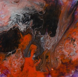 C. Mari Pack; Eruption Implosion, 2015, Original Painting Acrylic, 8 x 8 inches. Artwork description: 241     Original poured acrylic painting. Vibrant oranges with contrasting black and white. It is inspired by science.  All materials used are archival.    ...