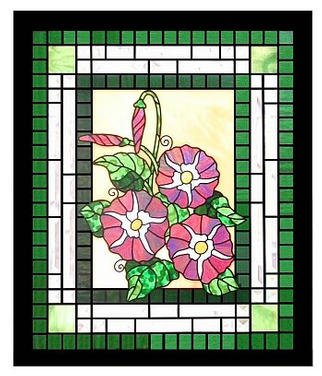 Mark Stine; Morning Glories, 2002, Original Glass Stained, 21 x 25 inches. Artwork description: 241 Floral stained glass is, in my opinion,            often trite in its simplicity and lack of            originality. Whenever I do flowers in            stained glass, I try to do them justice.            This artwork depicting morning            glories ( currently for sale) is a classy            example of floral stained glass.            The central ...