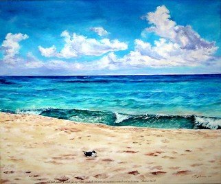 M Barona Caputo; Be Still And Know That I ..., 2006, Original Painting Acrylic, 30 x 18 inches. Artwork description: 241  A sunny and clear sky with a turquoise waters and a bird during a morning walk ...