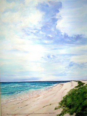 M Barona Caputo; The Heavens Declare The G..., 2006, Original Painting Acrylic, 24 x 18 inches. Artwork description: 241  Windy golden and turquoise waters beach with a vast sky ...