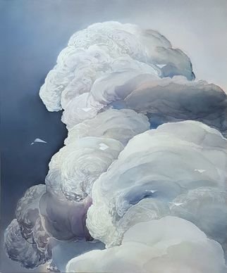 Yuliya Martynova; Migration Drift, 2020, Original Painting Oil, 40 x 47 inches. Artwork description: 241 oil, watercolour + acrylic on canvas shipped stretched ready to hang float framing is optional...