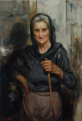 Maxmilian Ciccone; Wrinkles Of Life, 2013, Original Painting Oil, 70 x 100 inches. Artwork description: 241  Portrait of an Old Lady ...