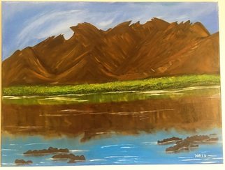 May Dinglasan; Reflection, 2016, Original Painting Oil, 20 x 25 inches. Artwork description: 241   Nature, Reflection, Mountain, River  ...
