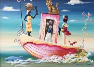 Marc Beauregard; Island Hopper, 2019, Original Giclee Reproduction, 30 x 24 inches. Artwork description: 241 A celebration of island life style. Whimsical water taxi shuttles local residents from island to island. In a world of there own. ...