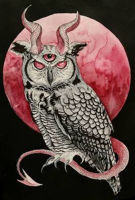 Marisa Dion; Horned Owl, 2016, Original Watercolor,   inches. 