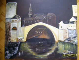 Meliha Druzic; Old Bridge Mostar, 2011, Original Painting Oil, 60 x 50 cm. 