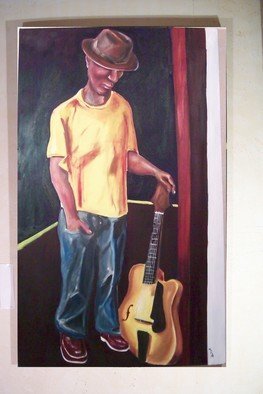 Michael Ashcraft; Solo, 2012, Original Painting Oil, 36 x 60 inches. Artwork description: 241   solo guitarist  ...