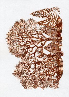Mikhail Kolomeytsev; Winter Oak, 2021, Original Drawing Ink, 24 x 16 cm. Artwork description: 241 pen, ink on paper...