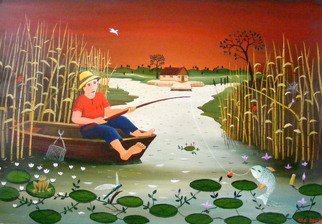 Mihai Dascalu; Fishing, 2007, Original Painting Oil, 65 x 90 cm. Artwork description: 241  fishing ...