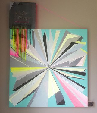 Mijal Zachs; Hello Stranger, 2017, Original Painting Acrylic, 79 x 89 cm. Artwork description: 241 colors, pastel colors, abstract...