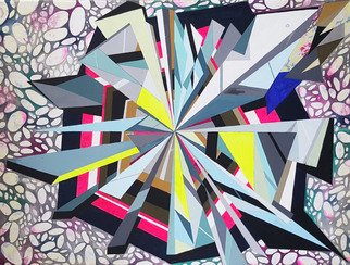 Mijal Zachs; Implosion, 2017, Original Painting Acrylic, 90 x 120 cm. Artwork description: 241 Abstract, colors, geometrical...