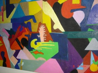 Mike Garibay; Last  Supper Mystical Moment , 2009, Original Pastel Oil, 40 x 64 inches. Artwork description: 241  Bright bold colors and shapes juxaposed against each other and not in compliment to each other as many times people to religion.  ...