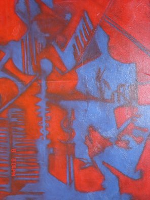 Mike Garibay; Night  Angeles, 2004, Original Pastel Oil, 24 x 30 inches. Artwork description: 241  Two tone abstract shapes in oil pastel and etching shapes interwinding.  ...
