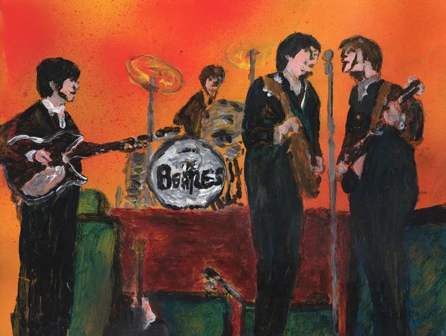 Mike Cicirelli; Beatles Help, 2019, Original Painting Acrylic, 11 x 8.5 inches. Artwork description: 241 Beatles as they appeared in 1966...