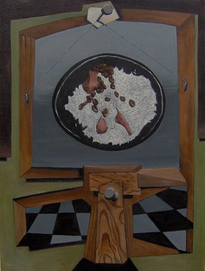 Michael Irrizarypagan; Rice And Beans, 2011, Original Painting Oil, 30 x 24 inches. Artwork description: 241   political, surrealismstill life, surrealism              ...