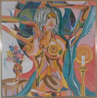 Miroslav Kissiov; Kaleidoscope Girl, 1996, Original Painting Other, 88 x 88 cm. Artwork description: 241  Painting on silk ...