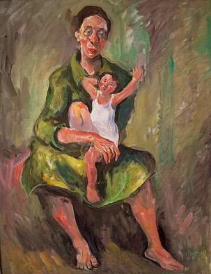 Hari Mitrushi; Mother And Child, 2002, Original Painting Oil, 80 x 60 cm. Artwork description: 241  This is a painting who I made when our first child was born. ...