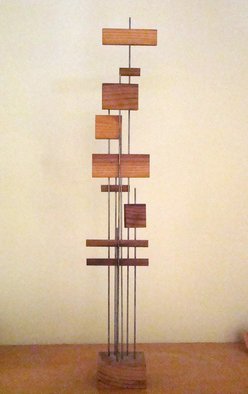 Mrs. Mathew Sumich; Family 7, 1960, Original Sculpture Wood, 4 x 23 inches. Artwork description: 241  narrow wood 'slats' on metal rods secured into wooden base - natural stain finish  ...