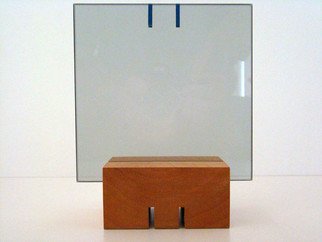 Mrs. Mathew Sumich; Glass 2 With Lines, 2009, Original Sculpture Glass, 5 x 5 inches. Artwork description: 241     smoke glass with applied color adhesive, table top suitable   ...