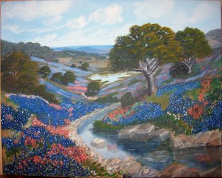 Michael Slattery; Valley So Blue, 2008, Original Painting Oil, 20 x 16 inches. Artwork description: 241  Bluebonnets in a valley in the hill country of Texas. ...