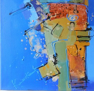 Kaiser Kamal; Blue With Metal Brown , 2012, Original Mixed Media, 12 x 12 inches. Artwork description: 241             mixed media , contemporary, experimental on display @ think Coffee Gallary248 Marcer st . Ny             ...