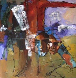 Kaiser Kamal; Couple And Ordinary Relation , 2009, Original Mixed Media, 36 x 36 inches. 