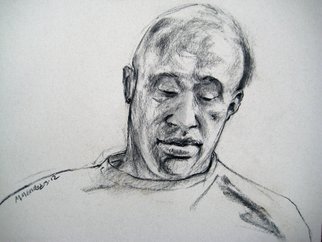 Michelle Mendez; Habib Reading, 2011, Original Drawing Charcoal, 24 x 18 inches. 