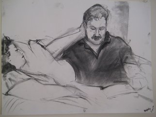 Michelle Mendez; Peter Reading To Jamie, 2011, Original Drawing Charcoal, 24 x 18 inches. 