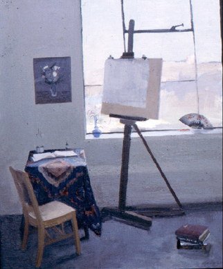 Michelle Mendez; Studio, 1990, Original Painting Oil, 18 x 24 inches. Artwork description: 241  Painting of my studio. On permenant loan and I'd like to have it back.       ...