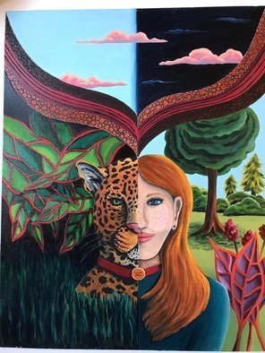 Monica Puryear; Dream Self Number Two, 2019, Original Painting Oil, 16 x 20 inches. Artwork description: 241 This depicts the animal spirit with a woman and the leopard. ...