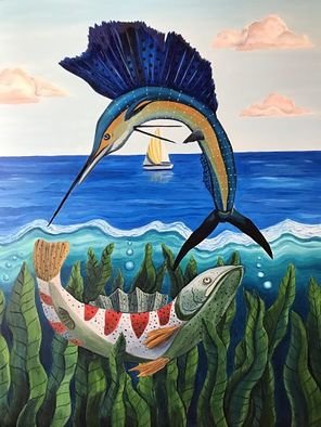 Monica Puryear; Sailing, 2019, Original Painting Oil, 16 x 20 inches. Artwork description: 241 This painting is my interpretation of nature and humans interacting but also miles apart. ...
