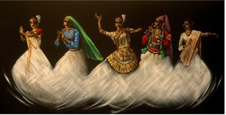 Mopasang Valath; Symphony, 2007, Original Painting Acrylic, 48 x 30 inches. Artwork description: 241  traditinal dance forms in clubbed form ...