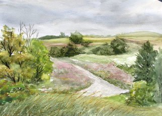 Margaret Dawson; Malden Path, 2011, Original Watercolor, 15 x 11 inches. Artwork description: 241  Hill view of path well travelled     ...